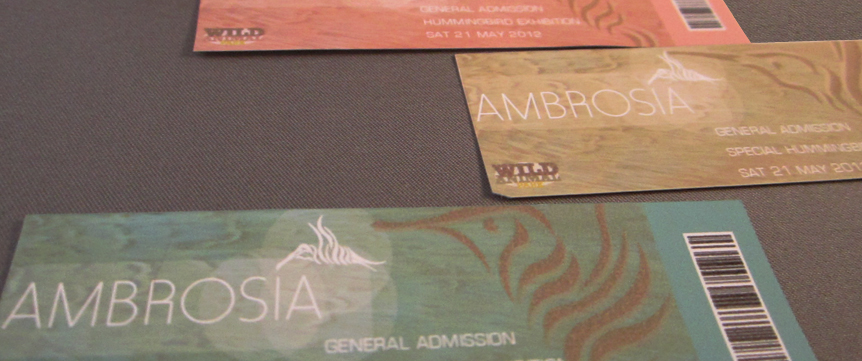 The events tickets are carefully designed. The icon is placed large on the right hand side to obtain an immediate reaction from the viewer. The 